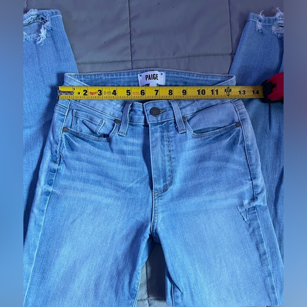 PAIGE Women's Hoxton Crop Ultra Skinny Fit Raw Hem Jean Size 25 - Picture 5 of 11